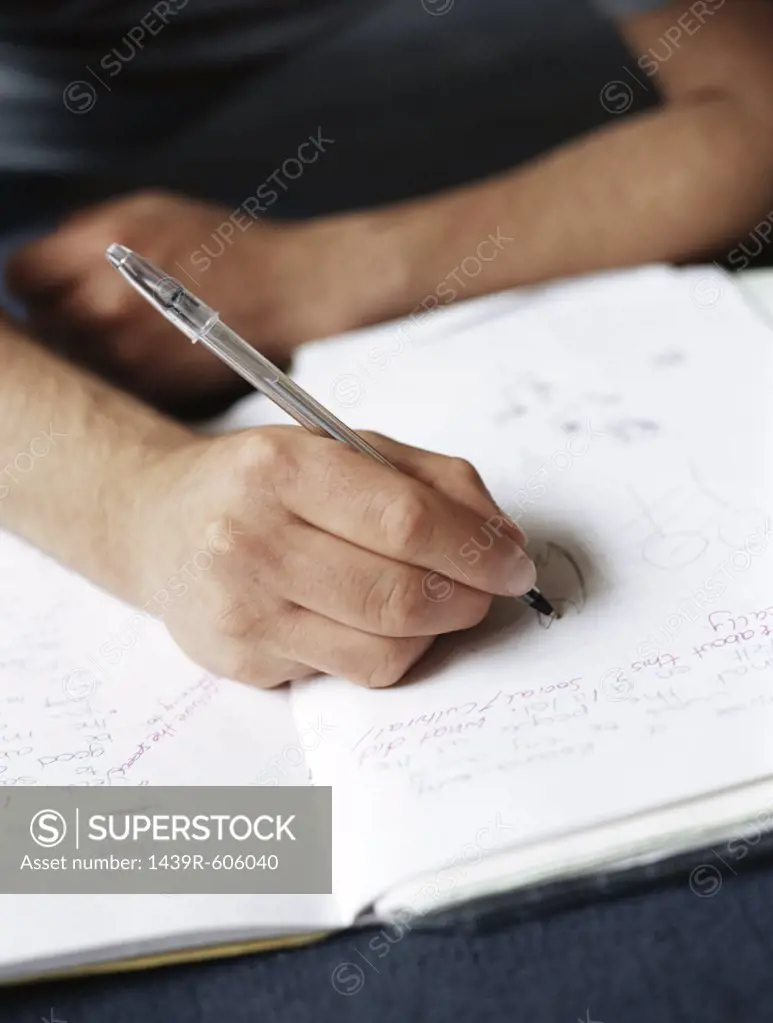 Teenage boy doing homework