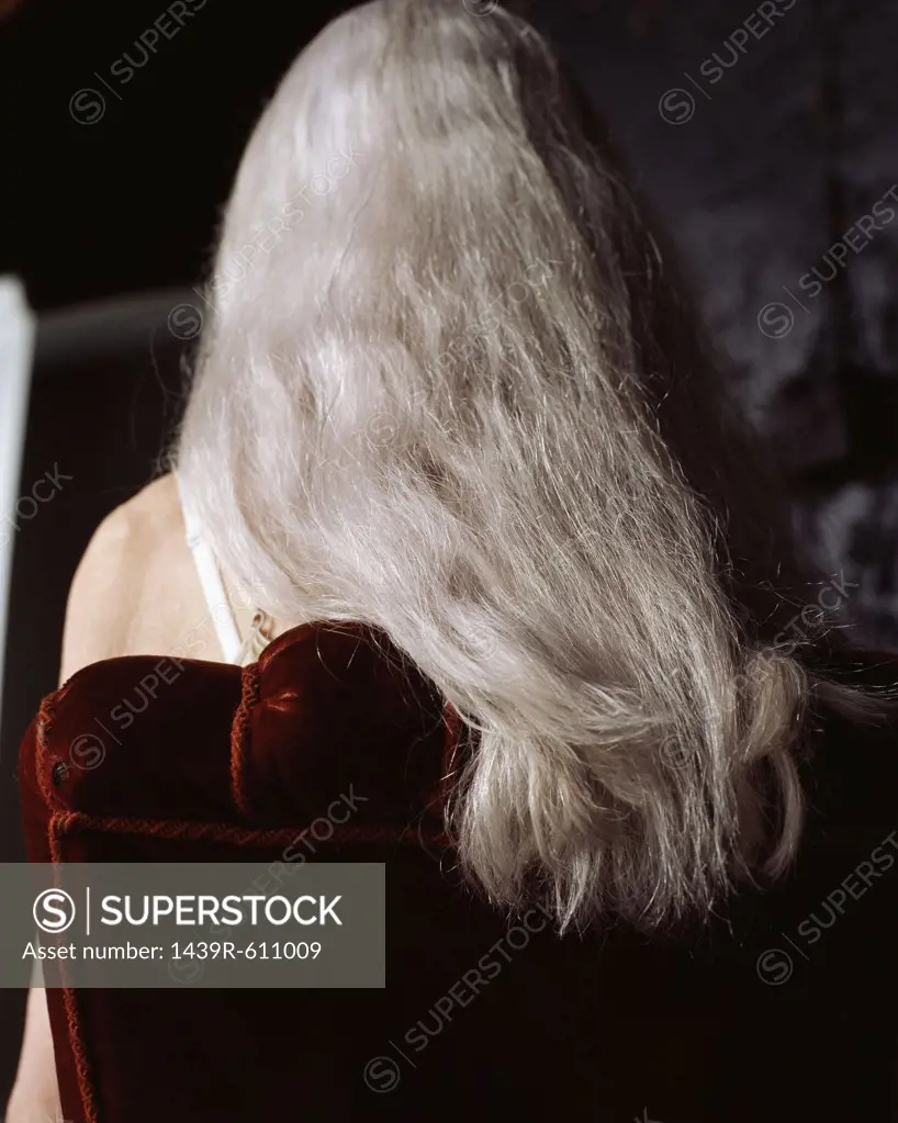 Woman with long grey hair