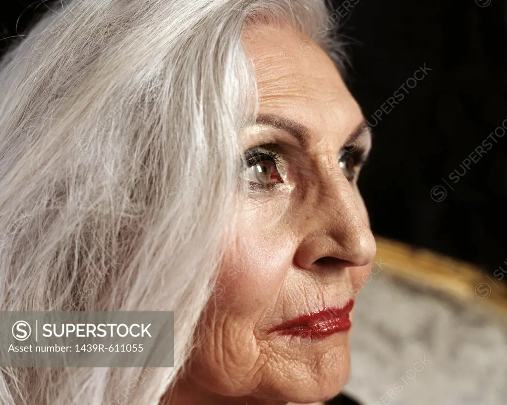 Close-up of glamorous senior woman's face