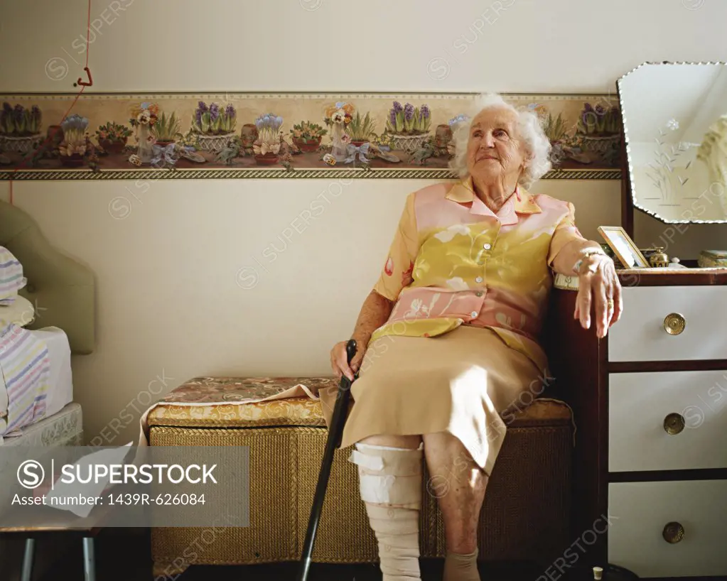 Elderly woman in her room 