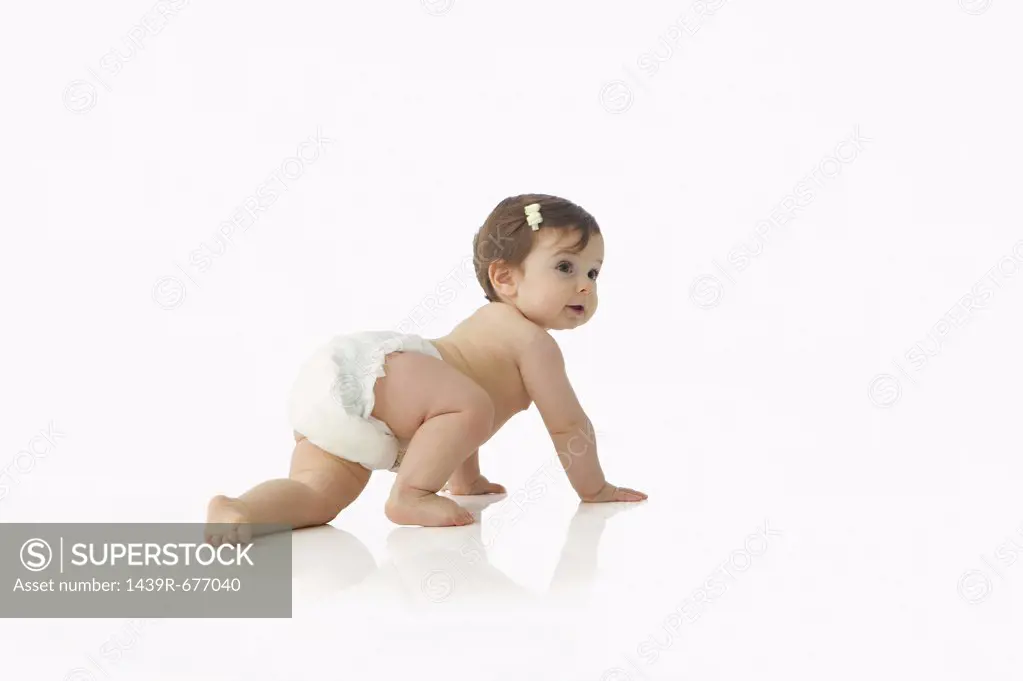 Baby girl crawling