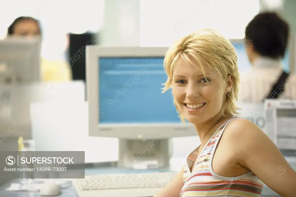 Girl in cybercafe