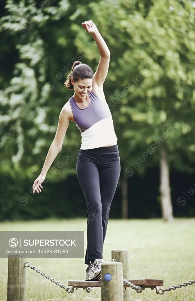 Woman on obstacle course