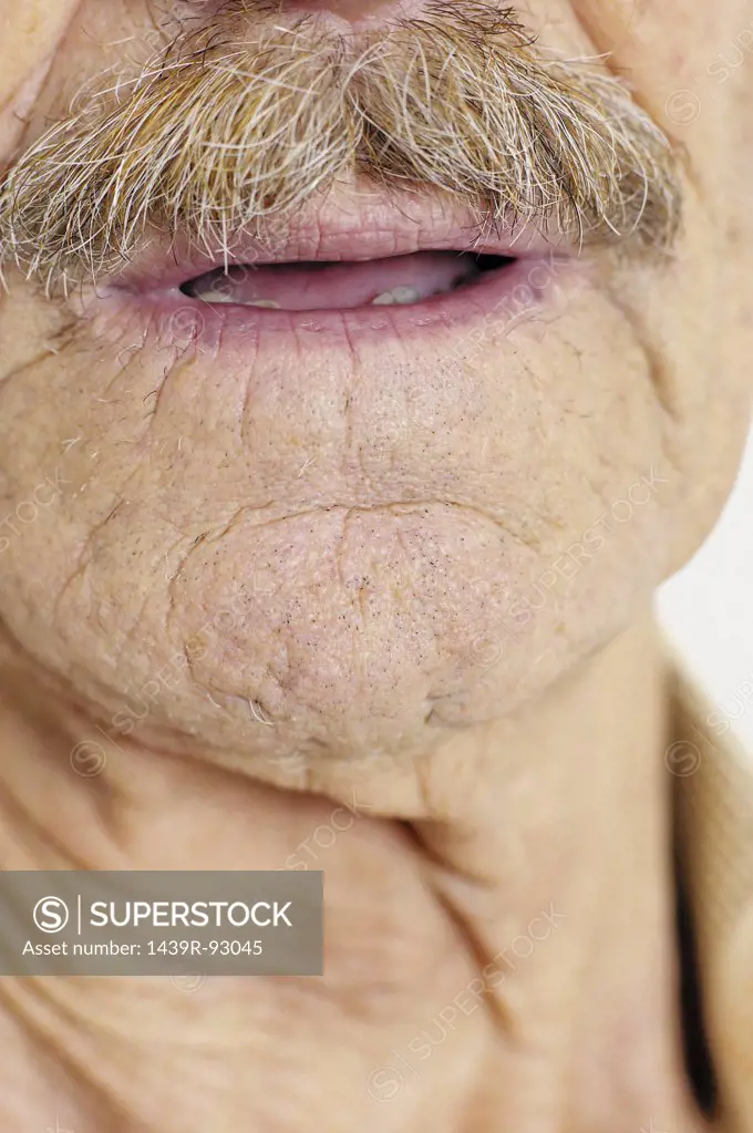 Chin and moustache of old man