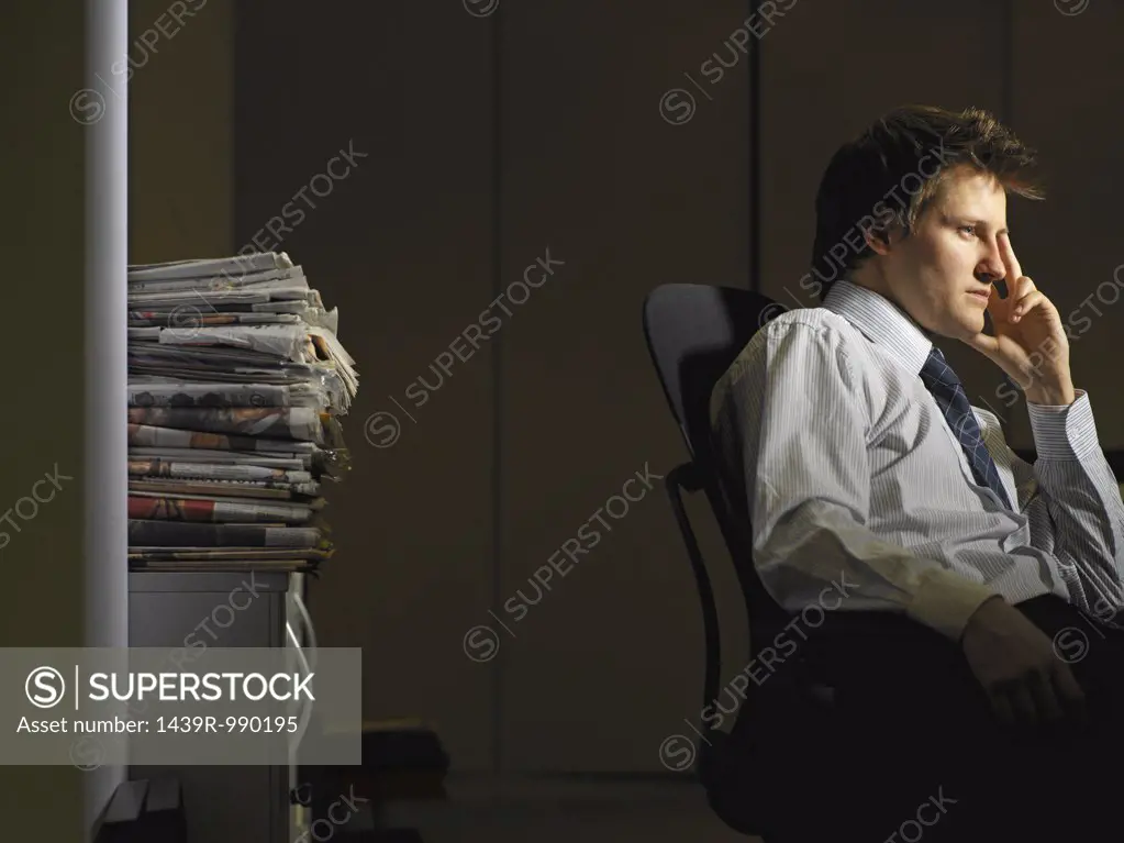 Bored man in his office