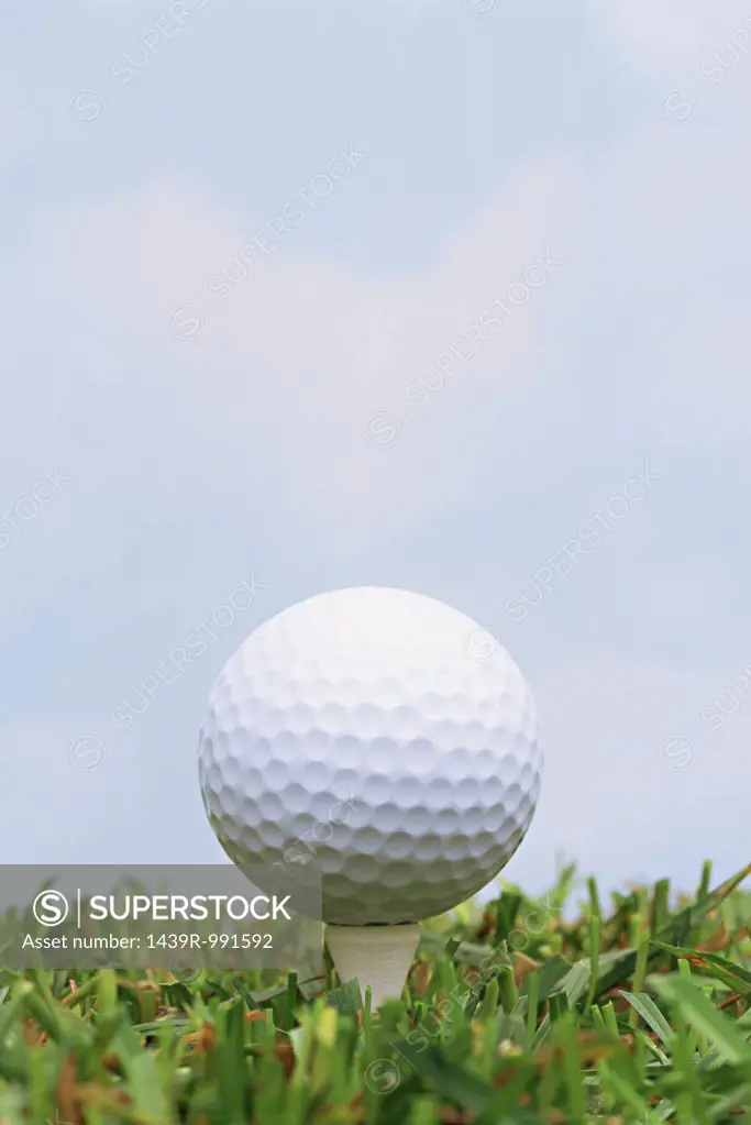 Golf ball and tee in grass