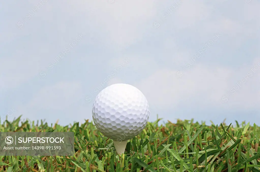 Golf ball and tee in grass