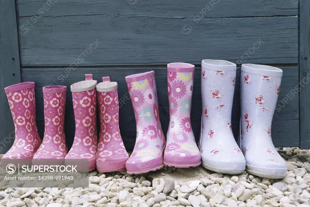 Row of rubber boots