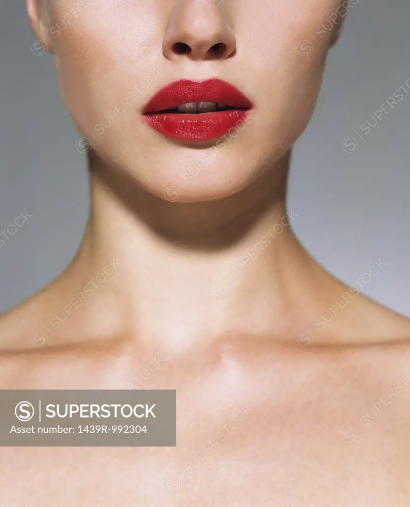 Woman wearing red lipstick