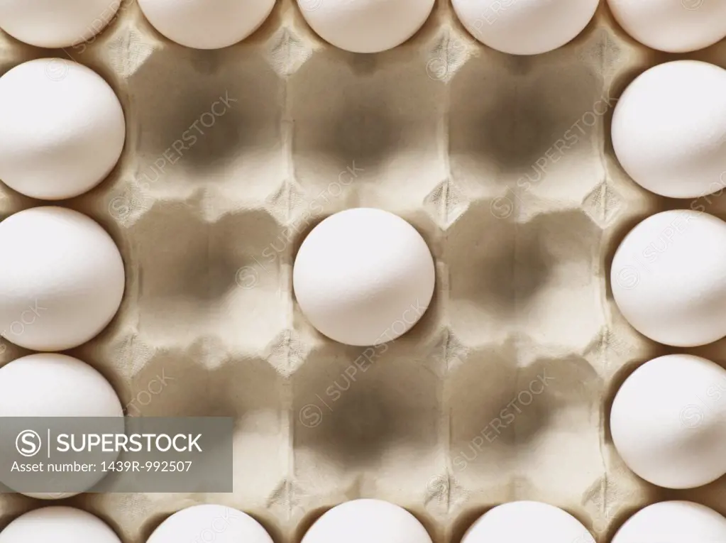 White eggs in a carton
