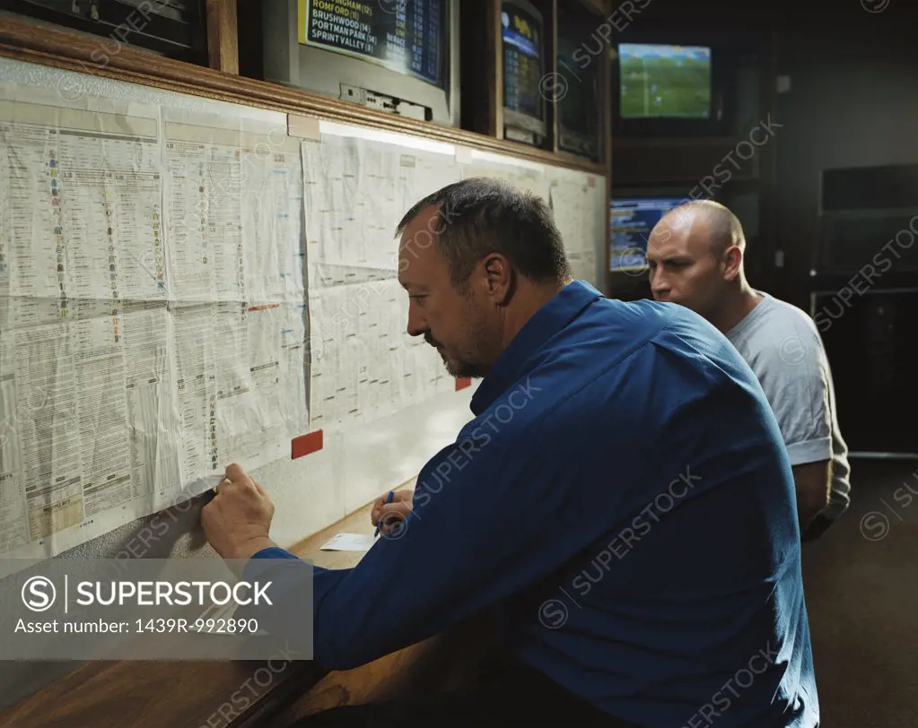 Men in a betting shop