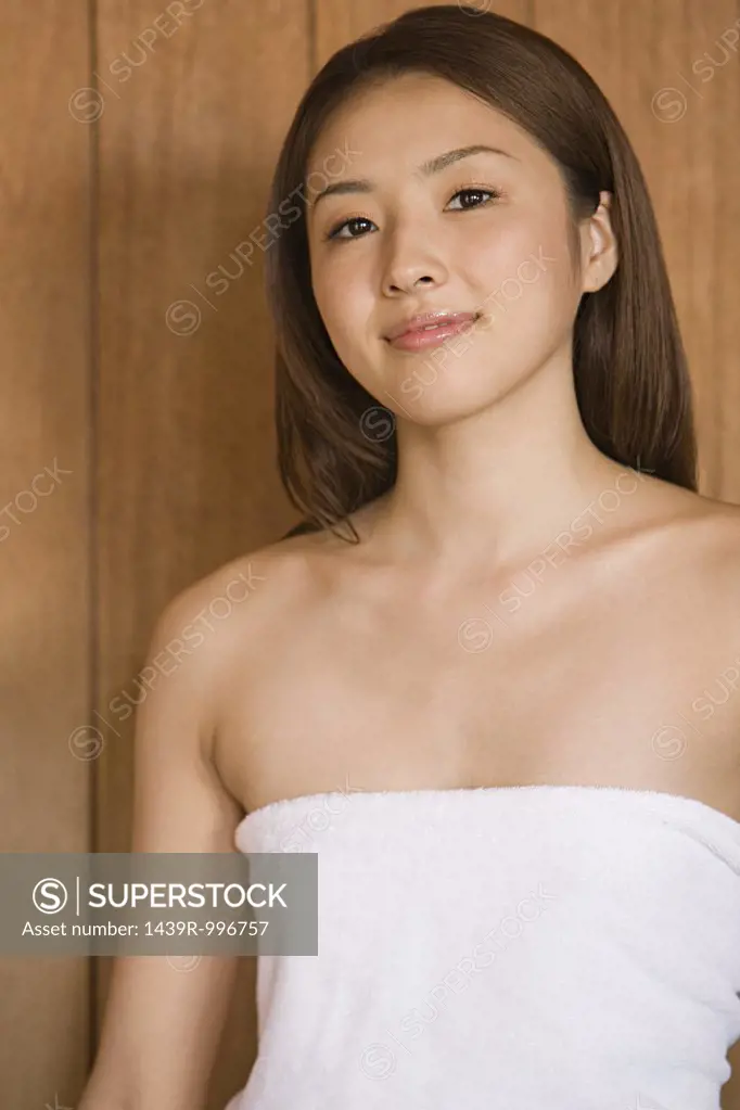 Young woman wearing towel