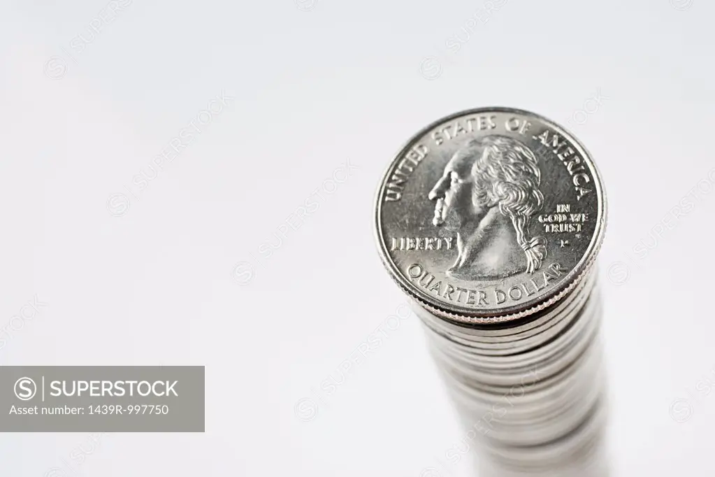 Stack of quarter dollar coins