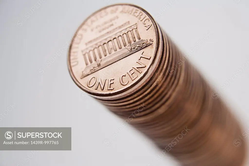 Stack of one cent coins