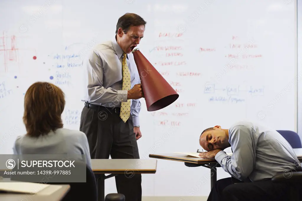 Ceo shouting at sleeping colleague