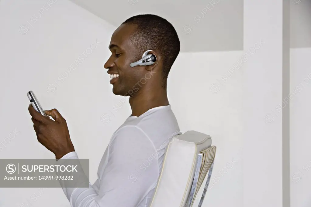 Man using hands free device