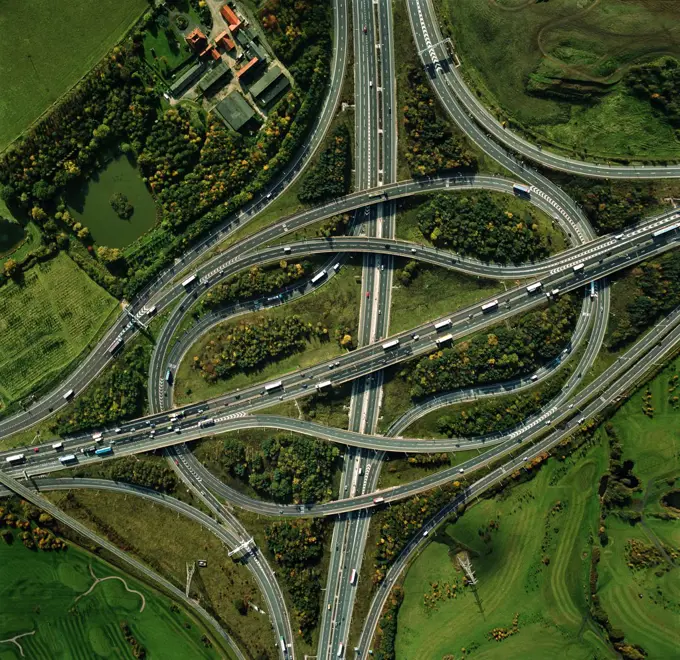 UK, Essex, Intersection of M25 and M11 motorways