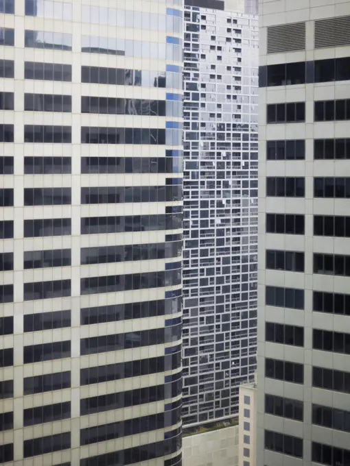Exteriors of modern skyscrapers