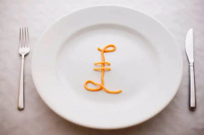 Spaghetti pound sign on a plate