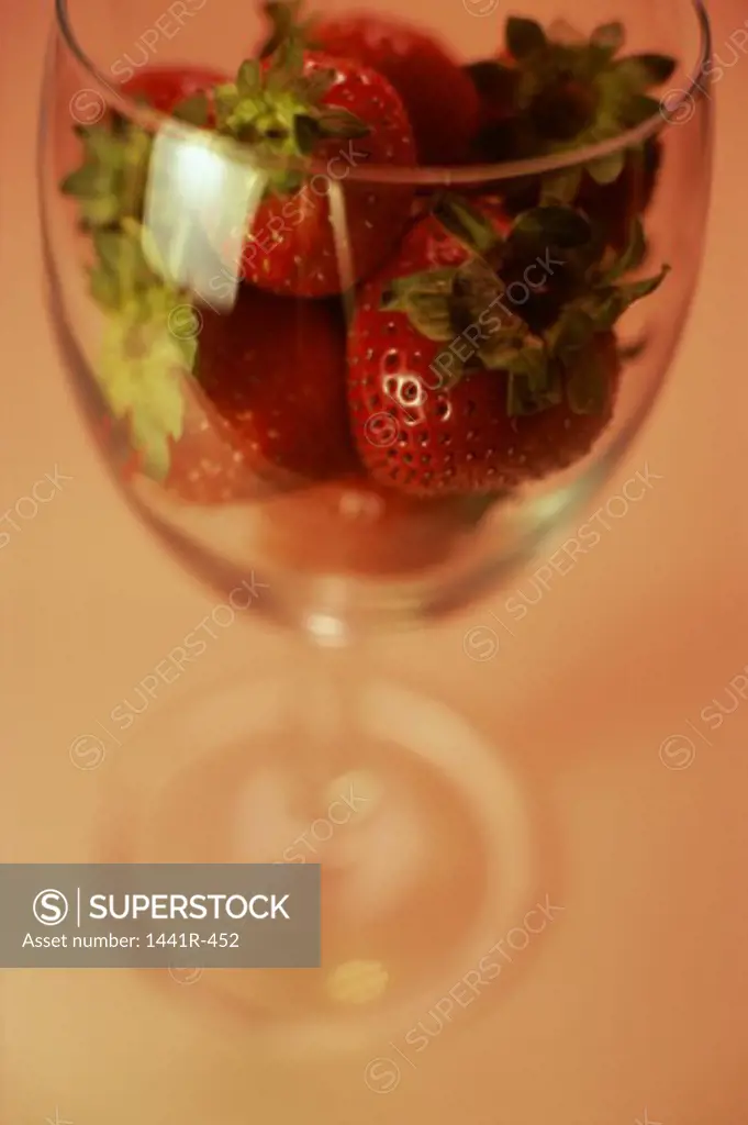 Close-up of strawberries in a glass