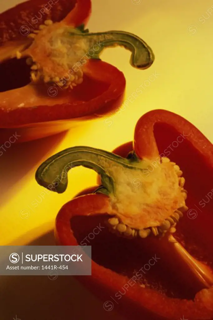 Close-up of a sliced bell pepper