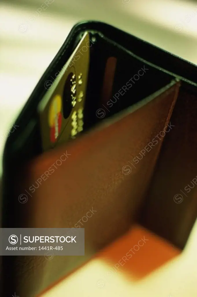 Close-up of a credit card in a wallet