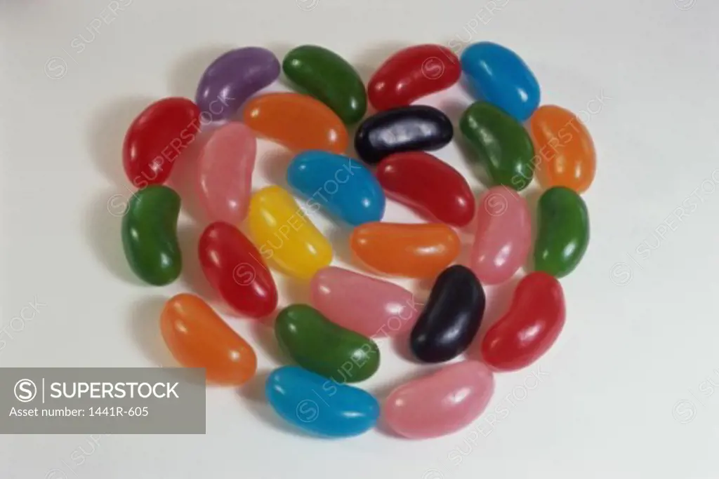 Jellybeans forming the shape of a heart