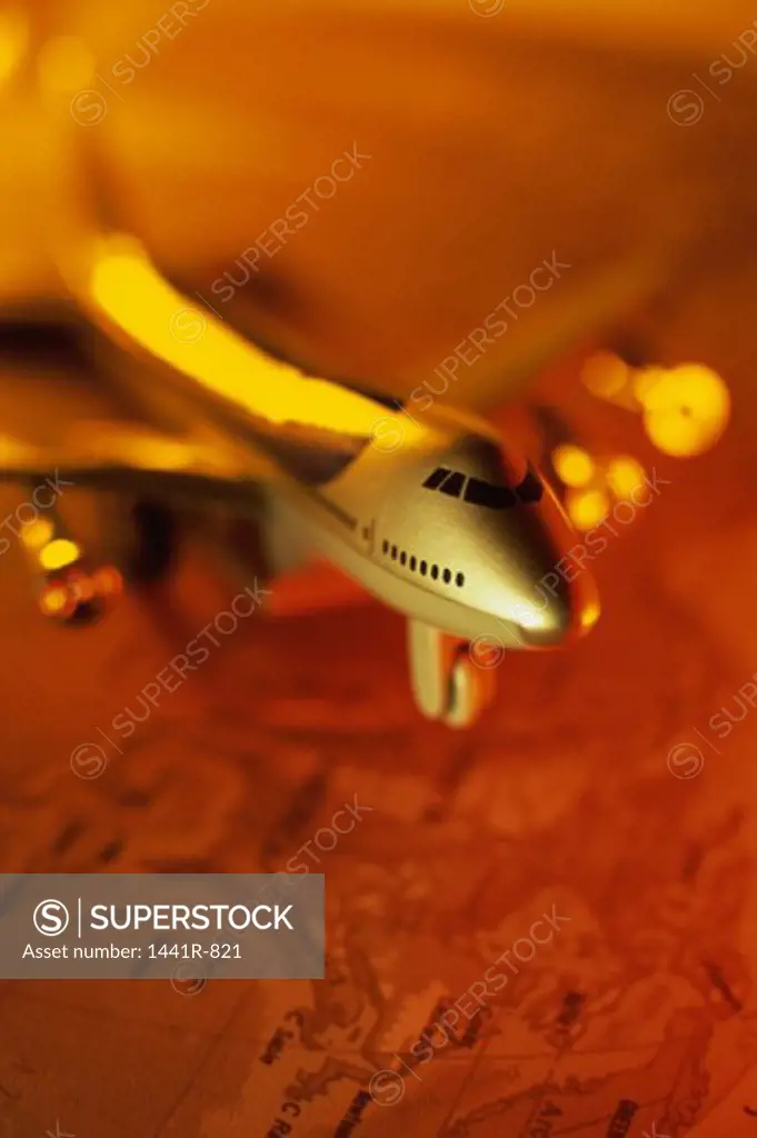 Close-up of a model of an airplane