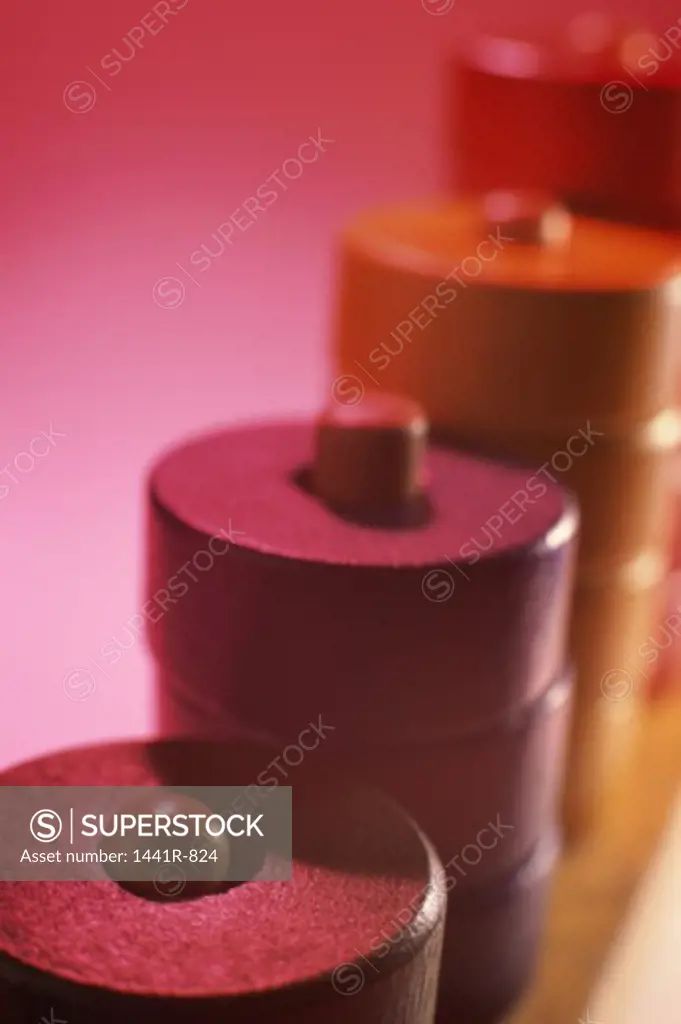 Close-up of cylindrical blocks
