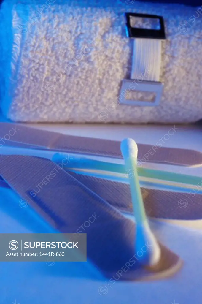 Close-up of a bandage with a cotton swab