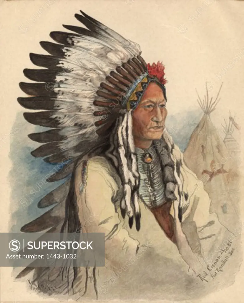 Sitting Bull 1881 Rudolf Daniel Ludwig Cronau (b. 1855 d. 1939 German) Woodcut print