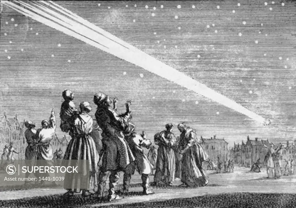 The Appearance of a Comet: "The Star was Pointing Towards Moravia, the Tail Towards Turkey"  1682 Artist Unknown Copper engraving