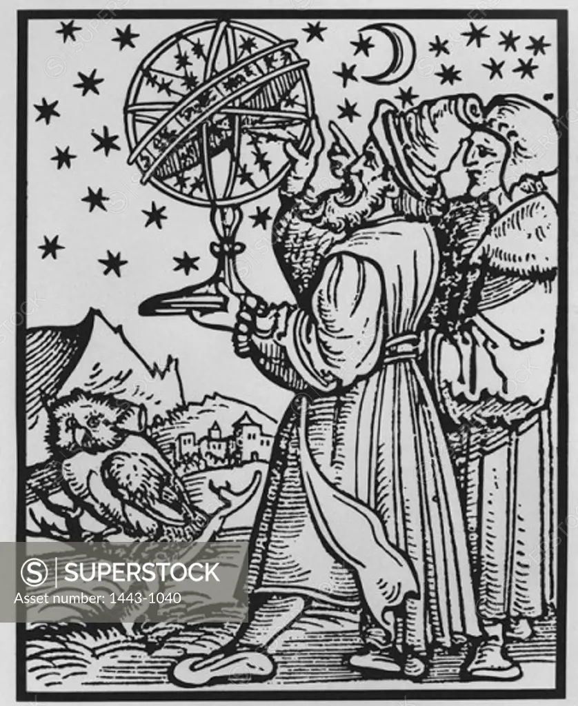 Two Astronomers Observing the Firmament ca. 1545 Heinrich Vogtherr the elder (1490-1556 German) Woodcut print