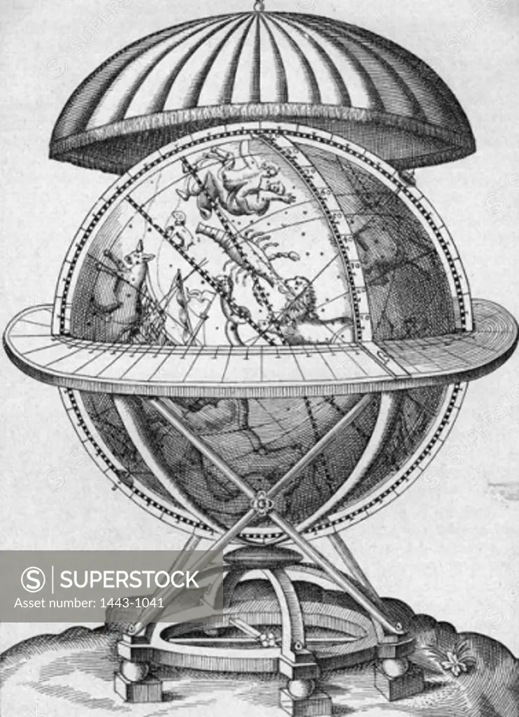 Celestial Globe from 1584 Artist Unknown Copper engraving 