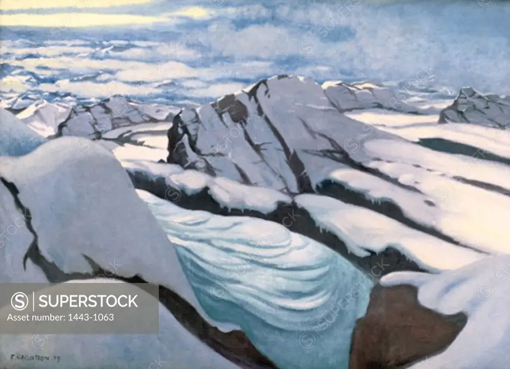 Alpine Mountain Chain: Glaciers & Peaks in Snow 1919 Felix Edouard Vallotton (1865-1925 Swiss) Oil on canvas Kunsthaus, Zurich, Switzerland 