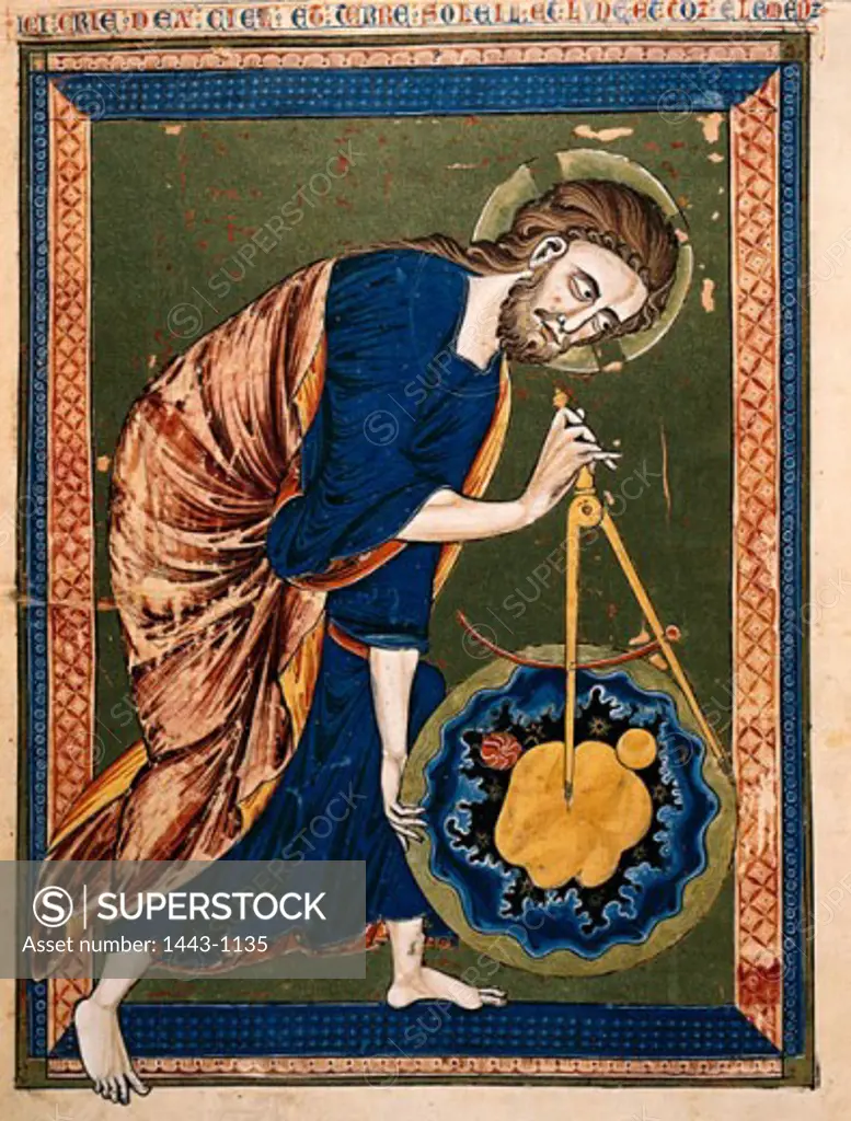 God the Father as Creator  Ca. 1225 Artist Unknown Illuminatd manuscript Austrian National Library, Vienna, Austria