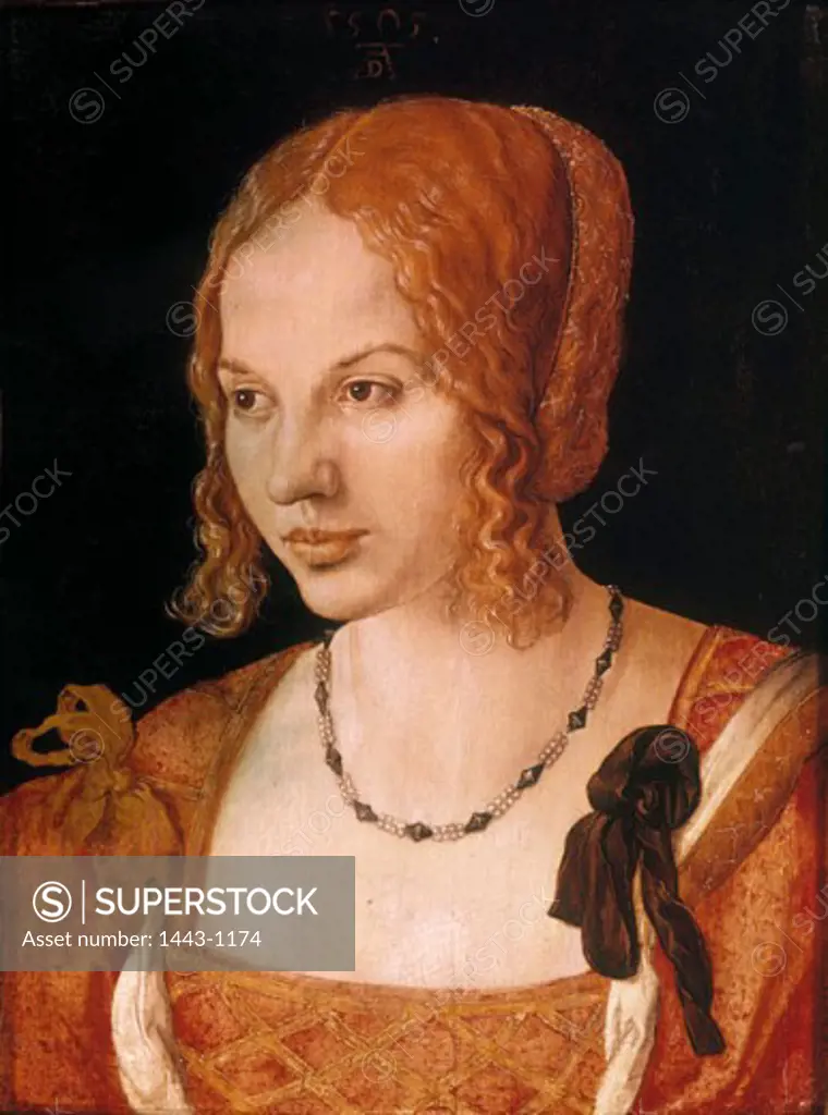 Portrait of a Venetian Woman  1505 Albrecht Durer (1471-1528 German) Oil on wood panel Kunsthistorisches Museum, Vienna, Austria