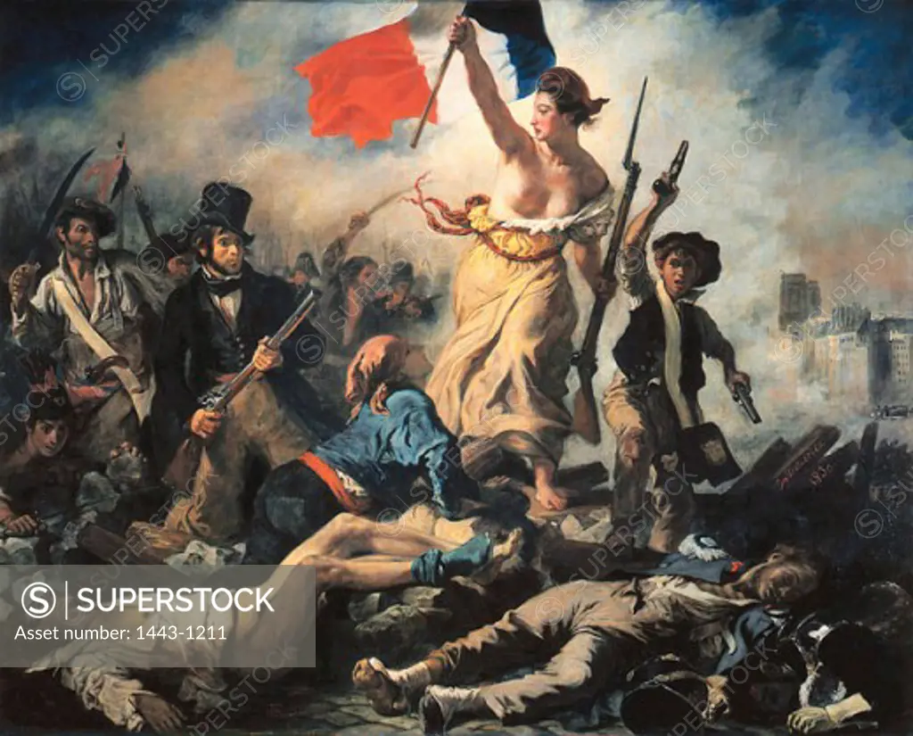Liberty Leading the People  1830 Eugene Delacroix (1798-1863 French) Oil on canvas Musee du Louvre, Paris, France