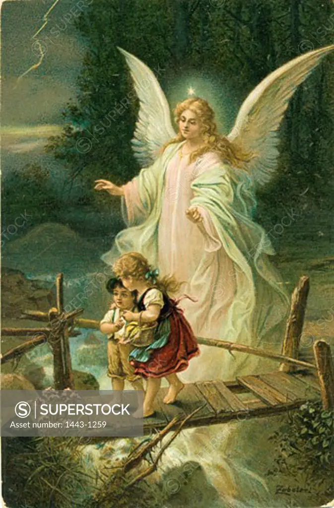 Guardian Angel Zabateri c. 1900 Color lithograph