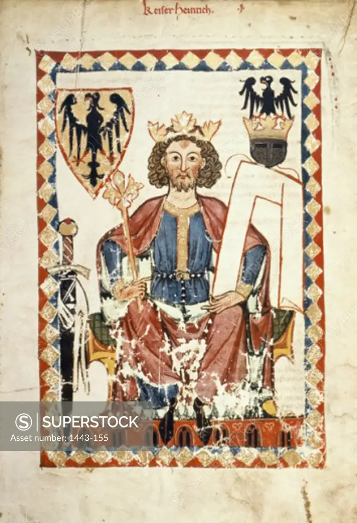 Emperor Henry VI on His Throne, 1190 ca. 1310-1340 Artist Unknown Illuminated Manuscript Heidelberg University Llibrary, Germany