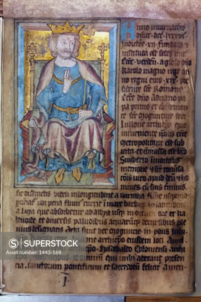 Charlemagne ca. 15th C. Artist Unknown Illuminated manuscript Saechische Landesbibliothek, Dresden, Germany