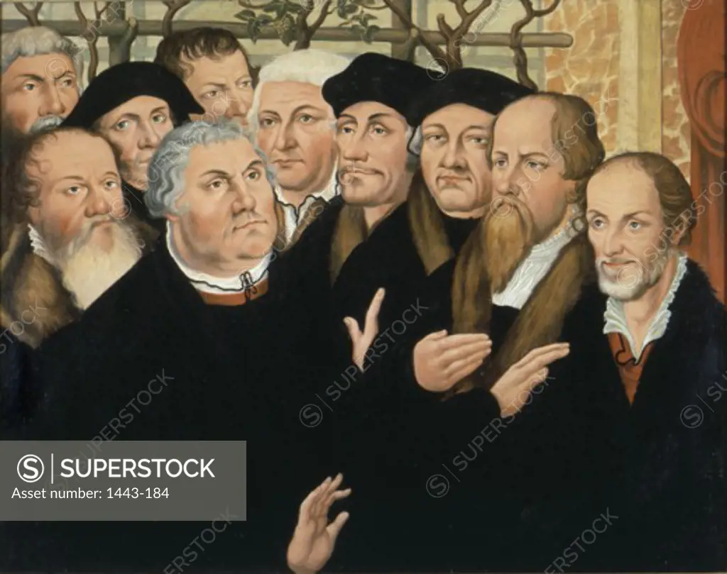 Martin Luther With a Group of Reformers 1520 Artist Unknown (After Cranach) Lutherhalle, Wittenberg, Germany