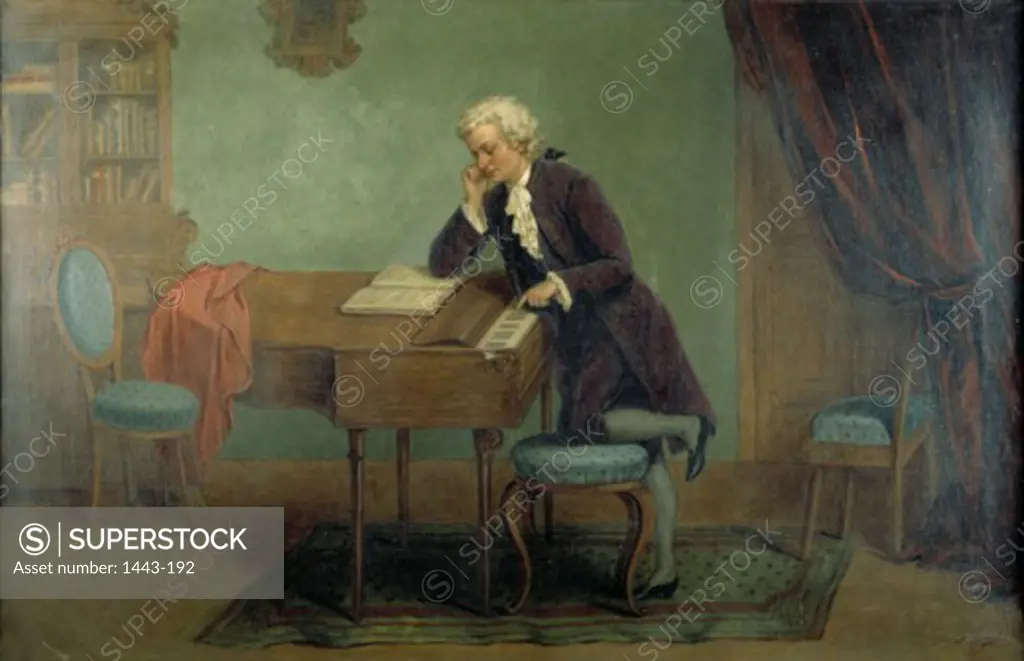 Mozart Composing  ca.1880 Josef Buche (b.1848 German) Oil on canvas Collection of Archiv for Kunst & Geschichte, Berlin, Germany