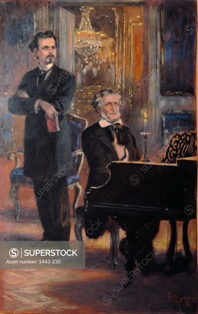 Richard Wagner & Ludwig II ca. 1940 Fritz Berger (b. 1916) Drawing Private Collection, Munich, Germany