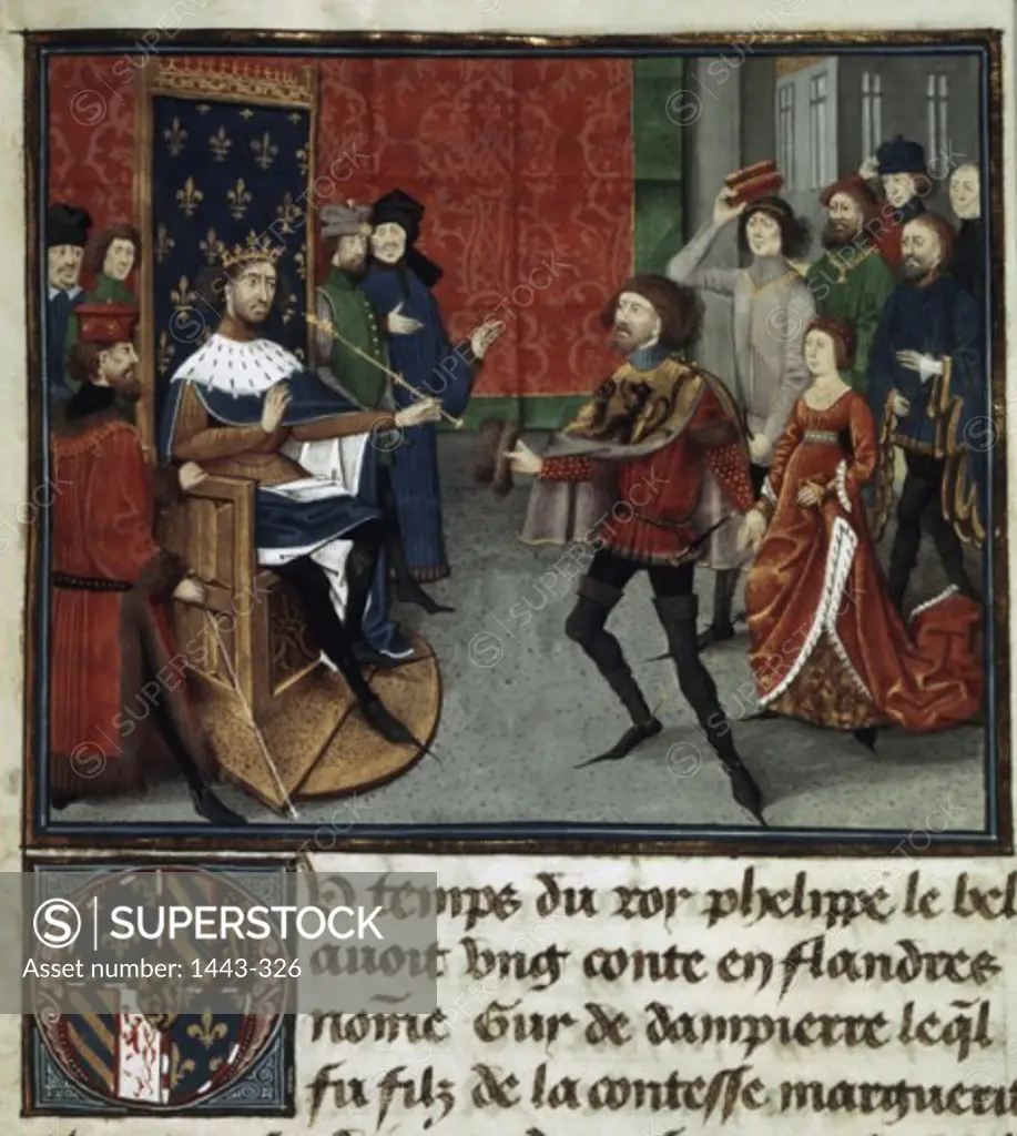 Philip IV (The Fair) & Guy de Dampierre  David Aubert (b.1435 French) Illuminated manuscript
