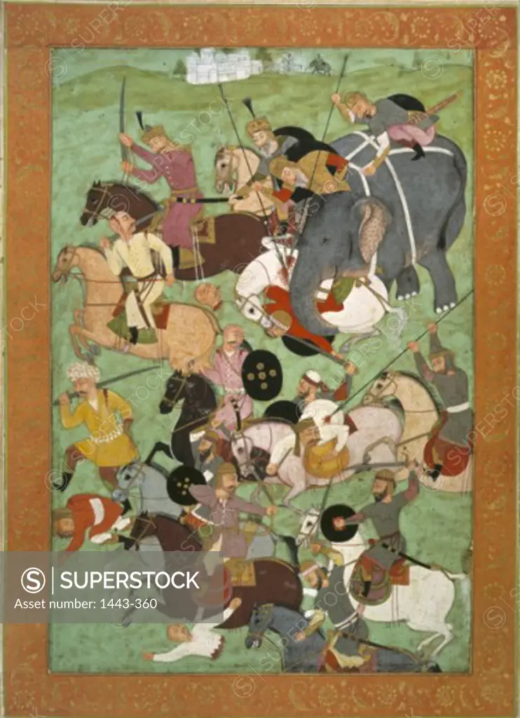 Battle Scene from the Akbar-Nama 16th C. Artist Unknown Illustration Victoria & Albert Museum, London, England 
