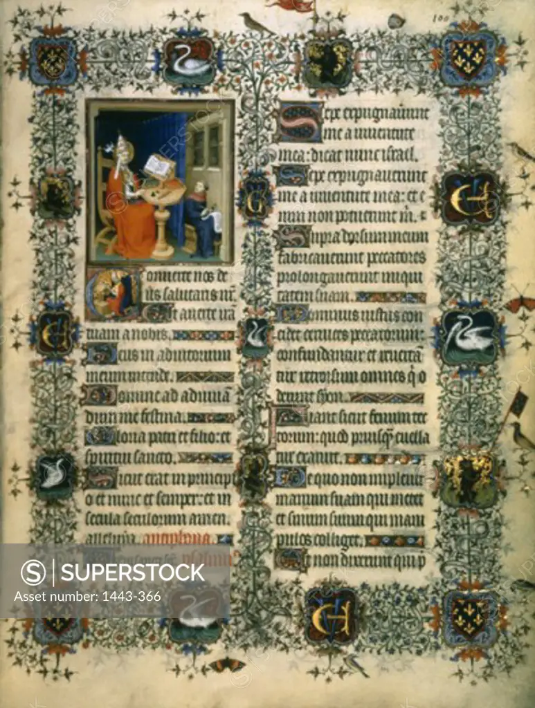St. Gregory--Les Tres Riches Heures du Duc de Berry 15th C. Limbourg Brothers (fl. 1400-1416 Netherlandish) Illuminated manuscript Bibliotheque Nationale, Paris, France