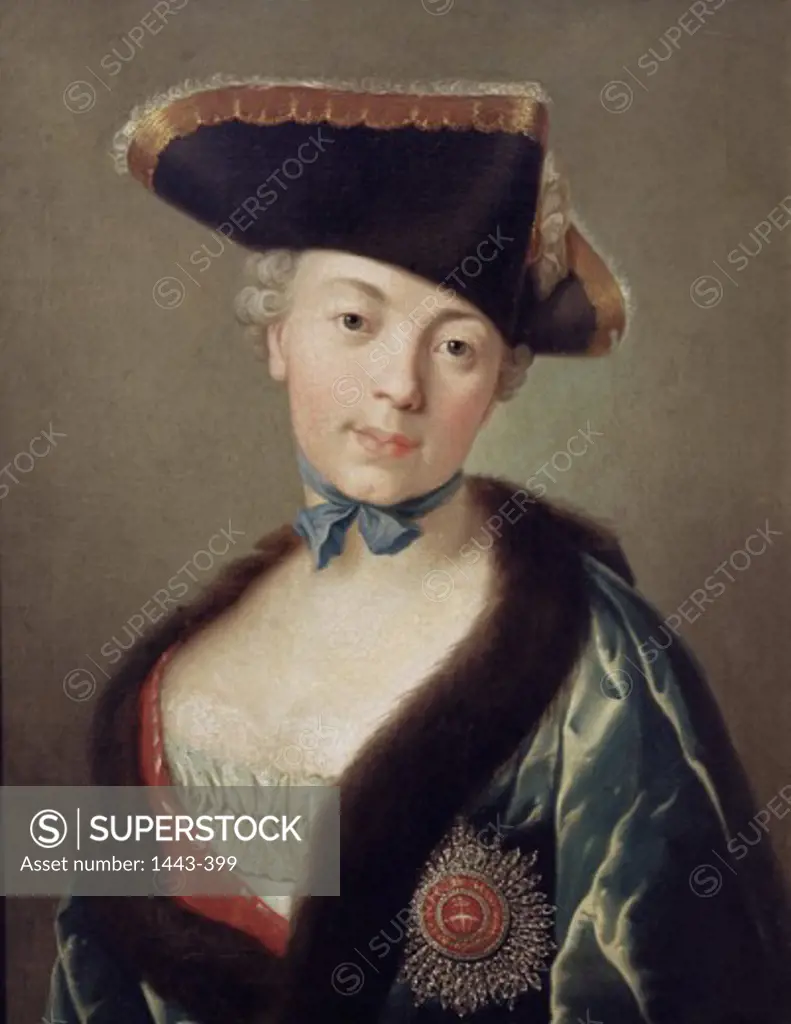 Portrait of Grand Duchess Yekaterina Alekseyevna (Catherine the Great) ca. 1760 Pietro Antonio Rotari (1707-1762 Italian)    Oil on canvas Herrenhaus Schierensee, Germany