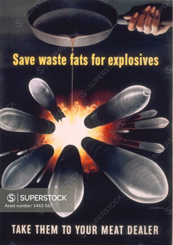 Save Waste Fats for Explosives 1943 Artist Unknown Poster