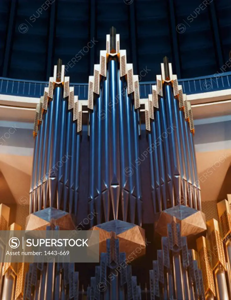 Low angle view of pipe organs in a church, St. Hedwig's Cathedral, Berlin, Germany